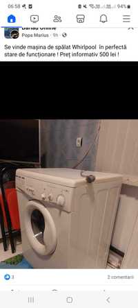 Vand masina de spălat  rufe automata ,marca Whirlpool!Pret 6 milioane