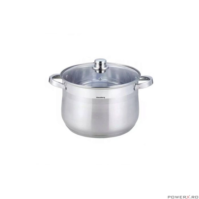 Oala din inox cu capac din sticla, 24cm,Fund termic multistrat, 8.6l