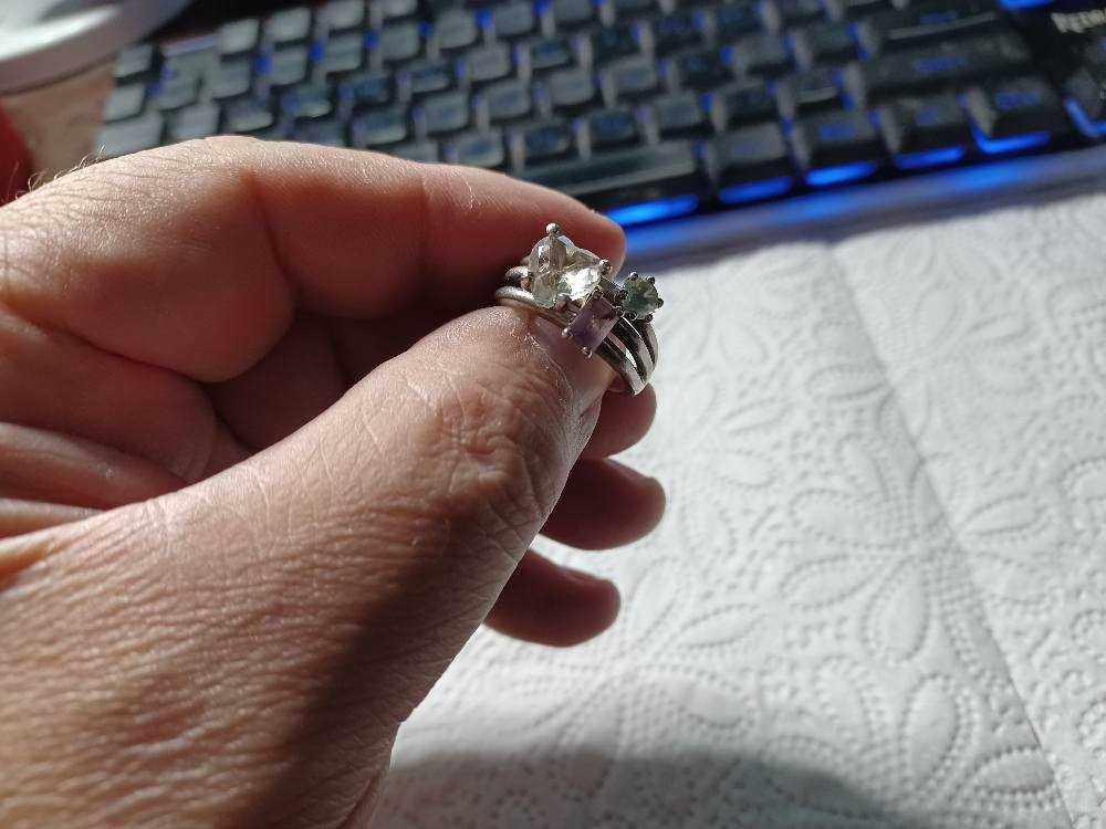 Inel argint vintage cu 3 cristale