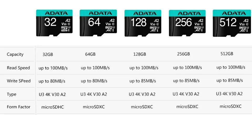 128 GB Карта памет, Adata MicroSDXC UHS-I U3 V30S A2 + adapter