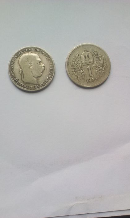 Moneda  de 1 Korona,folosita in Ardeal in1893