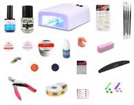 Kit set trusa unghii false : lampa uv pensule geluri tipsuri START
