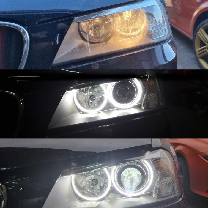 Lupe Bi Led+Angel eyes Led kit pt BMW E90/E87/X1/X3