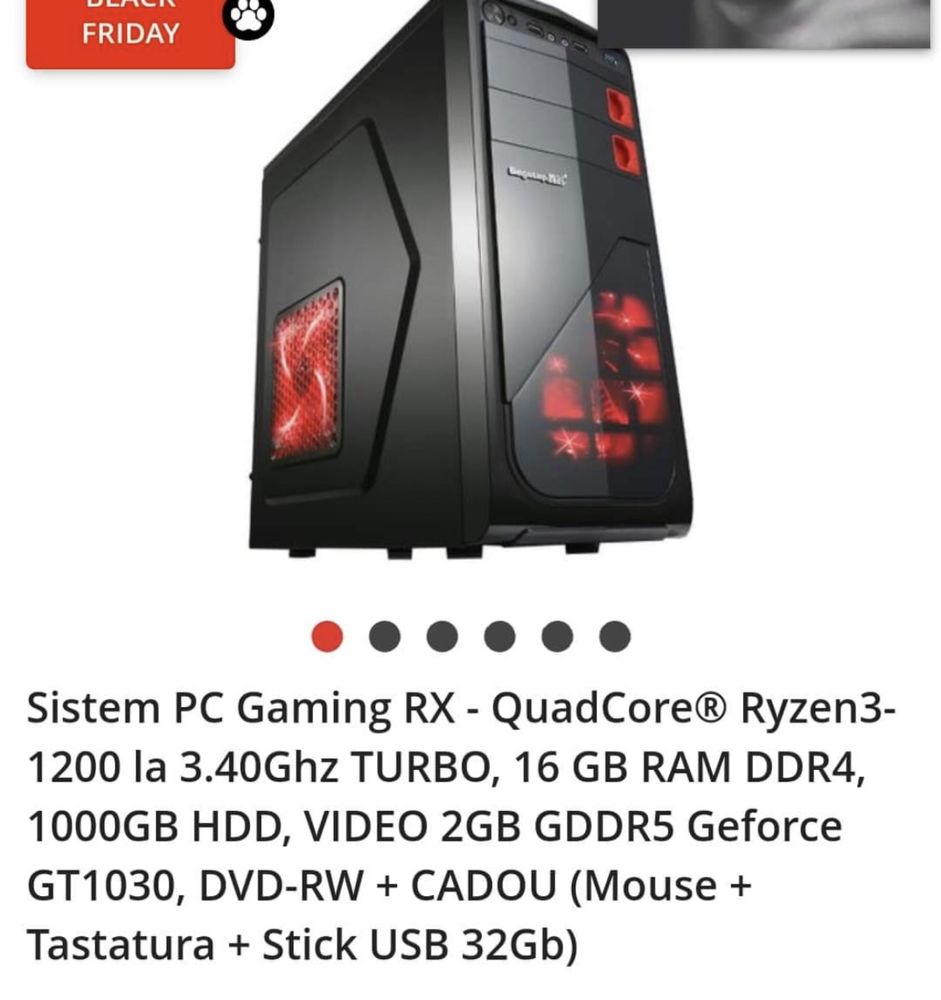 Sistem PC Gaming RX - QuadCore® Ryzen3-1200 la 3.40Ghz TURBO, 16 GB RA