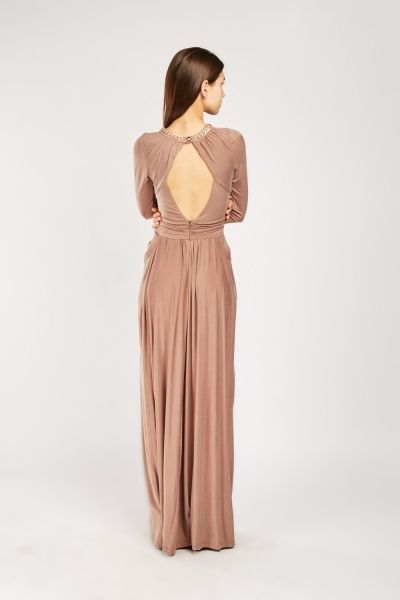 Rochie NOUĂ maxi FX Missony cafe latte M/L (42)