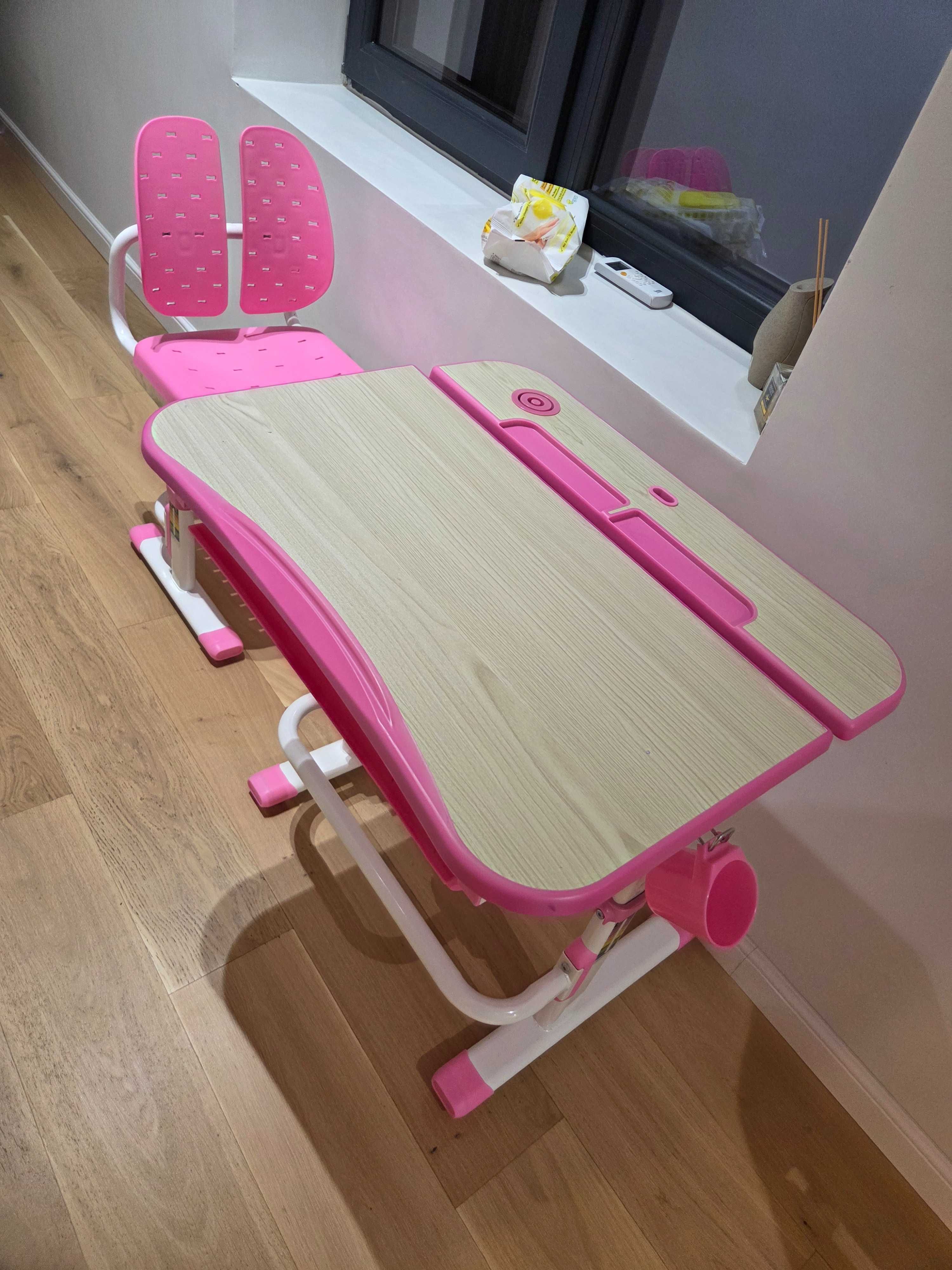 Birou si scaun ergonomic copii roz ErgoK