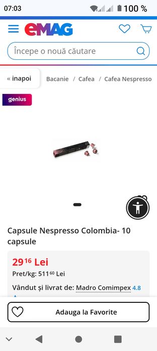 vând capsule cafea nespresso illy decofeinizata., compatibil nespresso