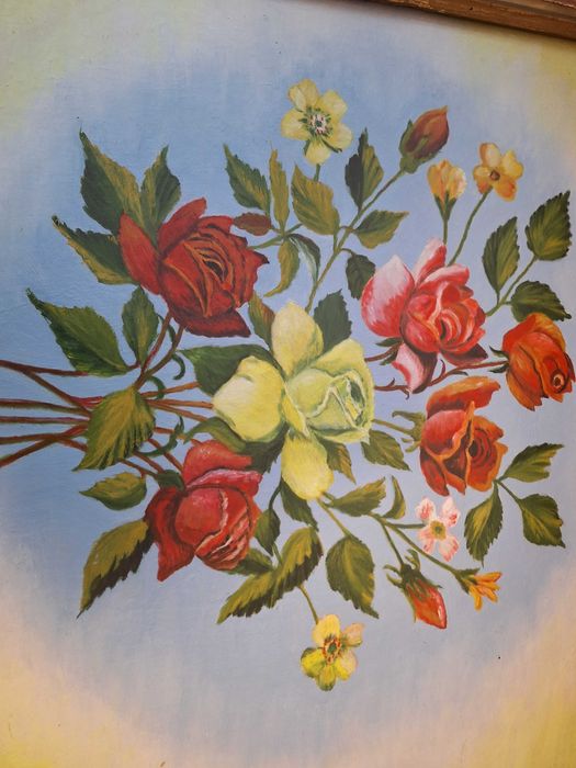 Tablou – antique / vintage  / vechi, pe panza ,model 2, rama si sticla