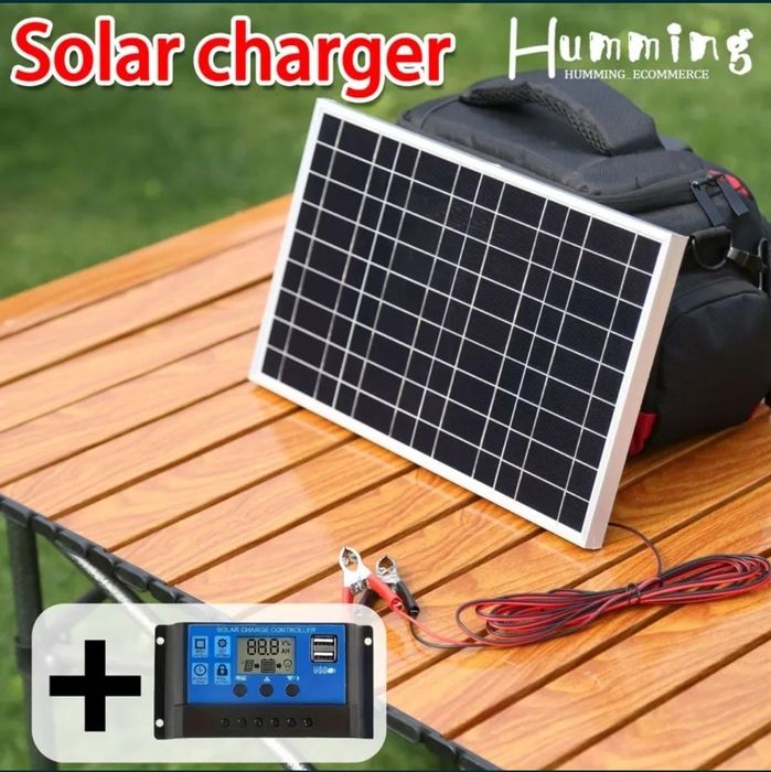 Panou solar + controler 100A, 12V, ideal pentru încărcare baterii