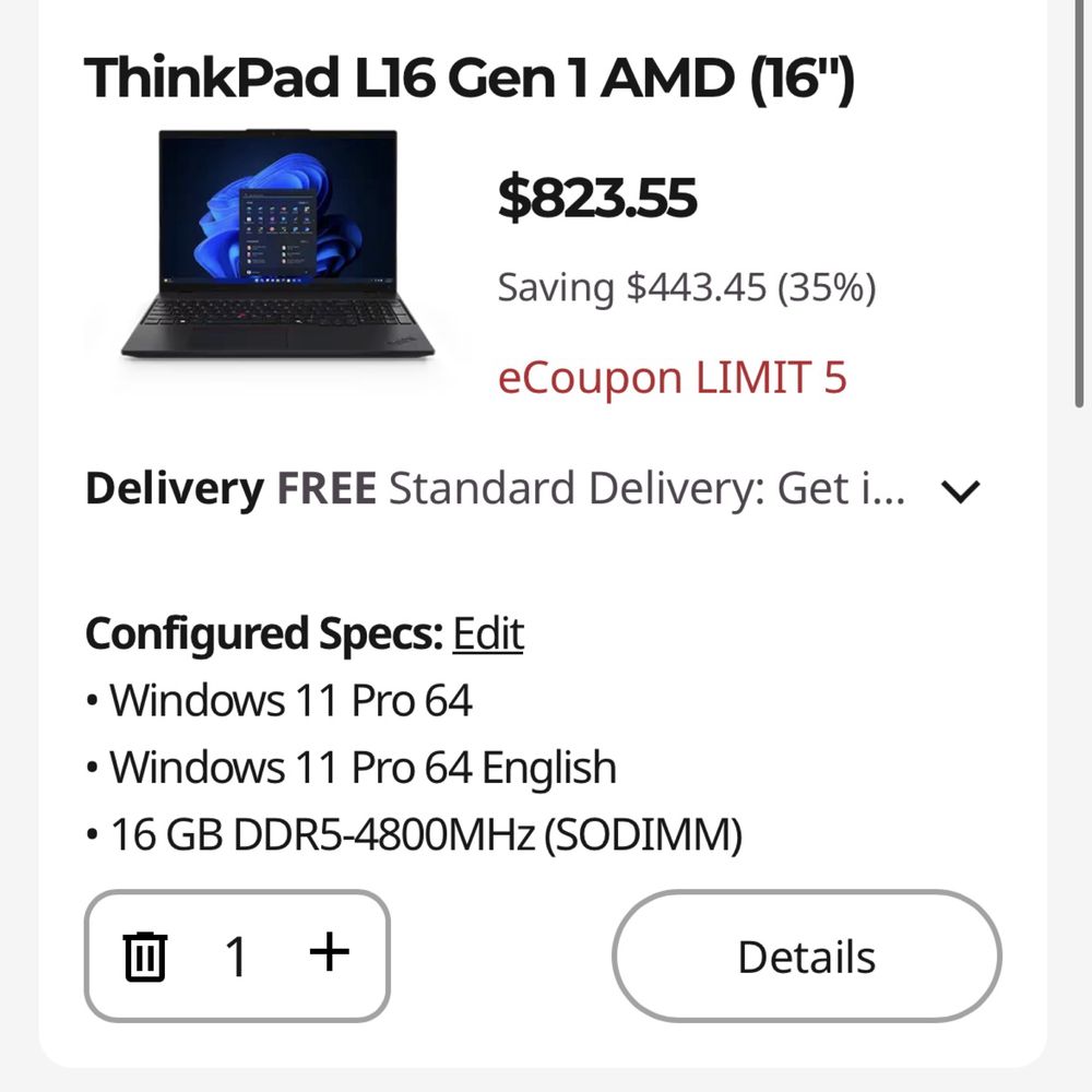 Laptop Lenovo Thinkpad L16 Gen 1