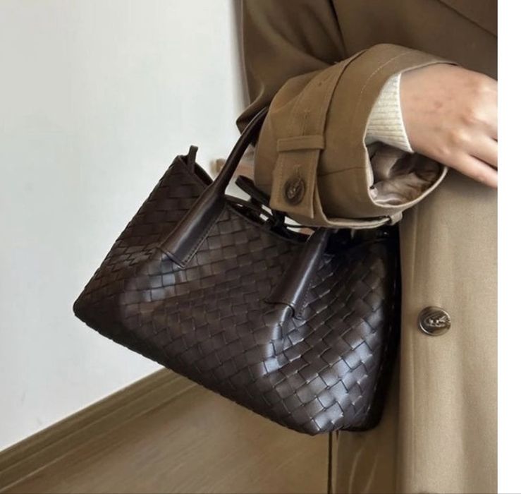 Кожаная сумка плетенка