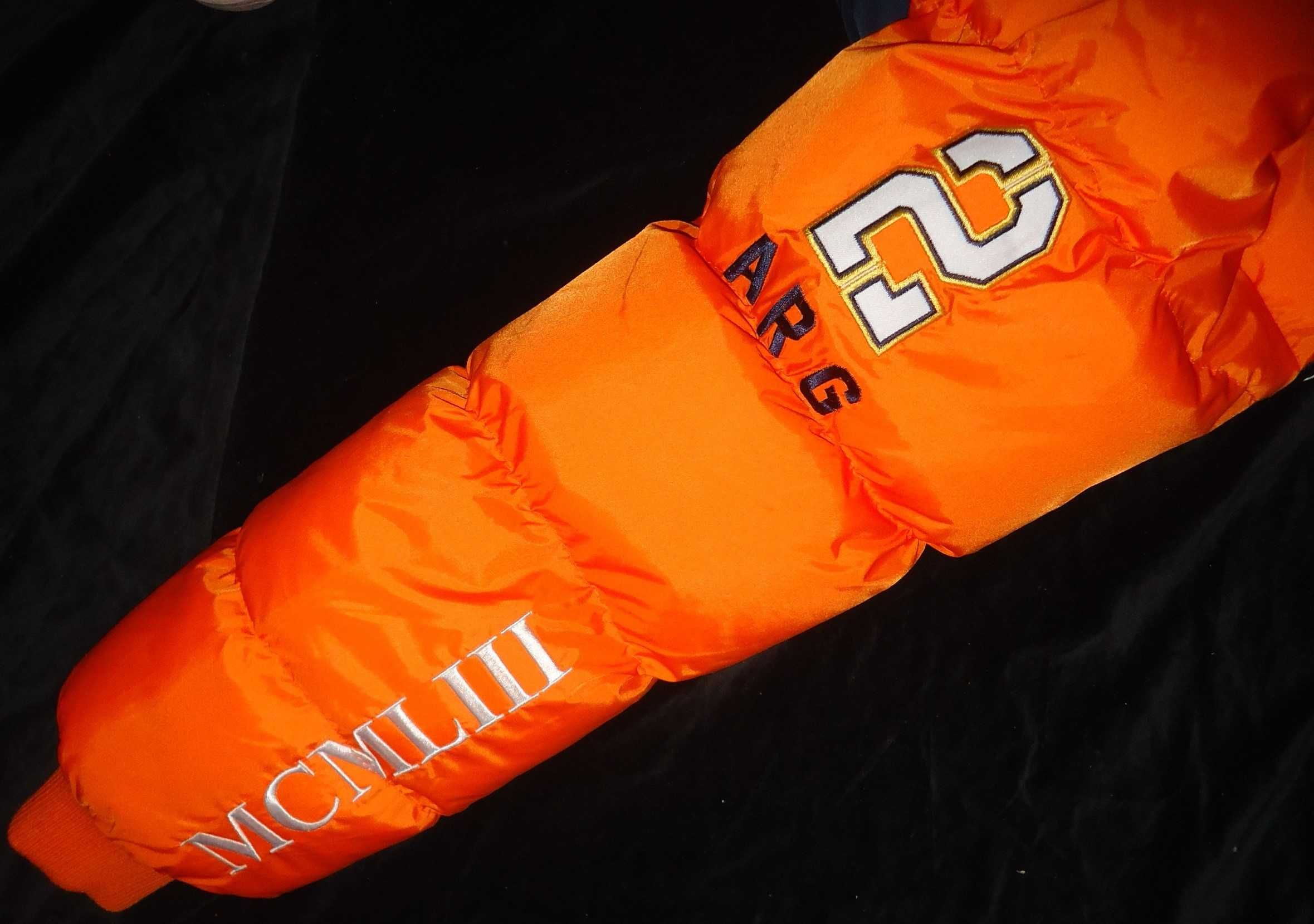 Geaca barbati pufoaica gluga orange alb Geographical Norway