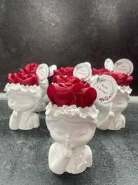 Керамични кашпи с роза или без +топер