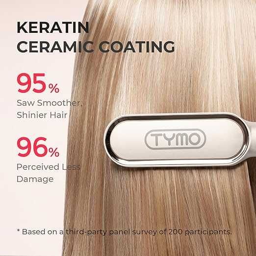 TYMO UK, преса и четка за коса 2 в 1, защита от изгаряне