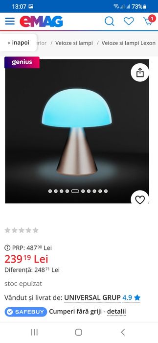 Vand lampa veioza led Lexon Mina si Mina M