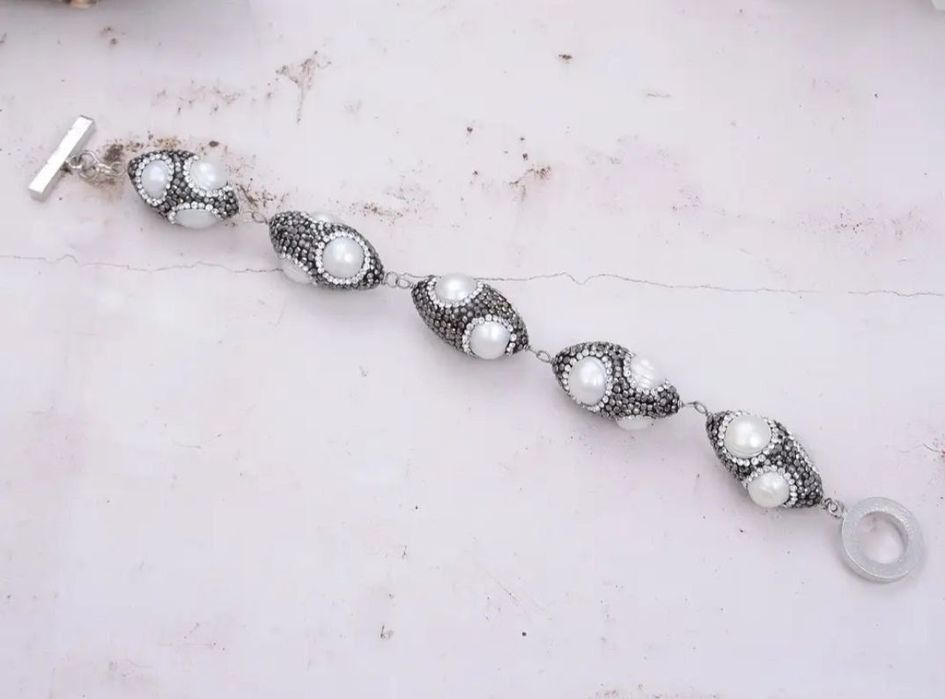 Натуральный жемчуг браслет Браслет крупный 
Мед сплав ; Застежка - 
18