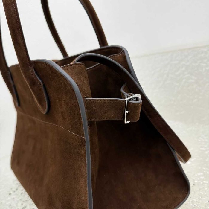Geanta The Row Margaux 12, suede, 32cm, tip Premium