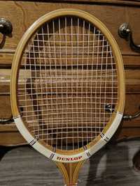 Ретро тенис ракета от дърво Dunlop с оригинален калъф