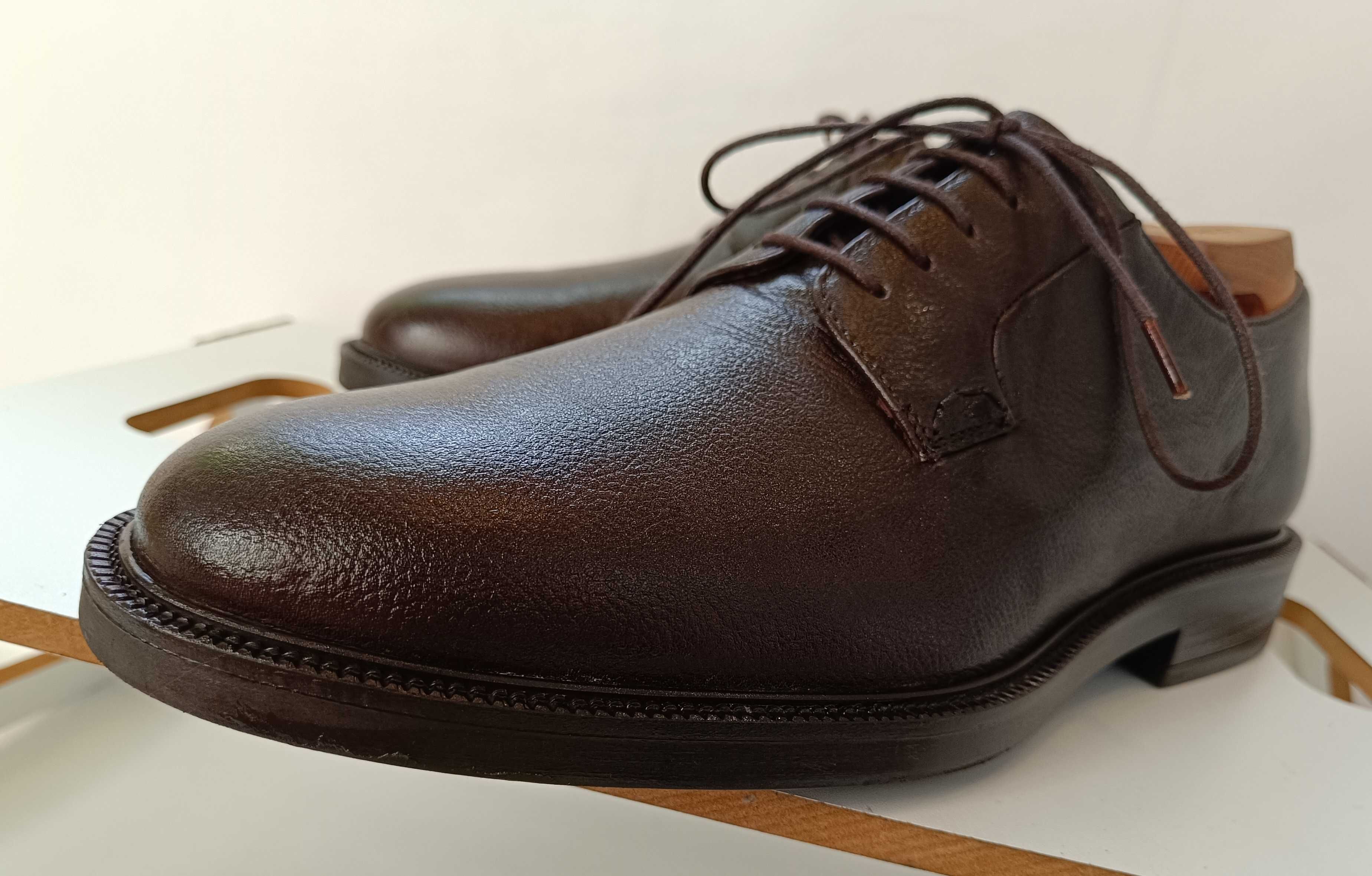 Pantofi derby 44 plain toe premium Mango piele naturala granulata