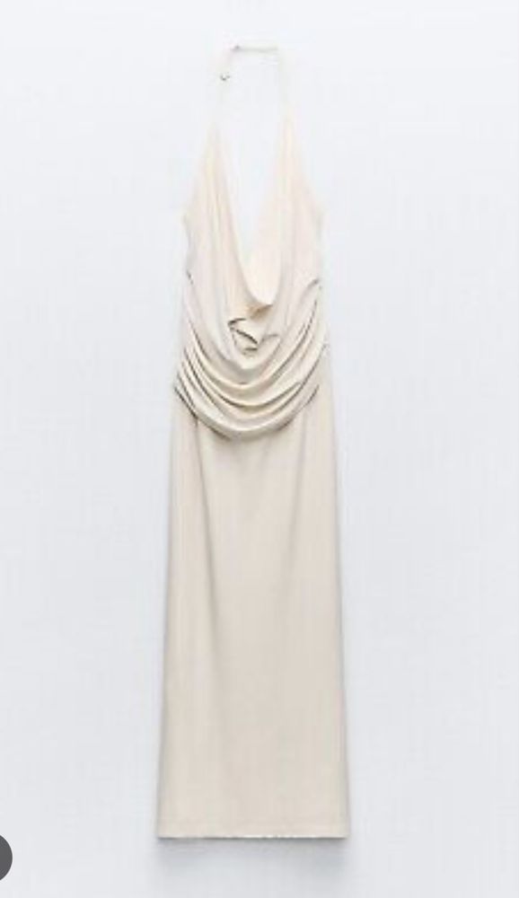 Rochie lunga, evenimente, ecru, noua , Zara, XS