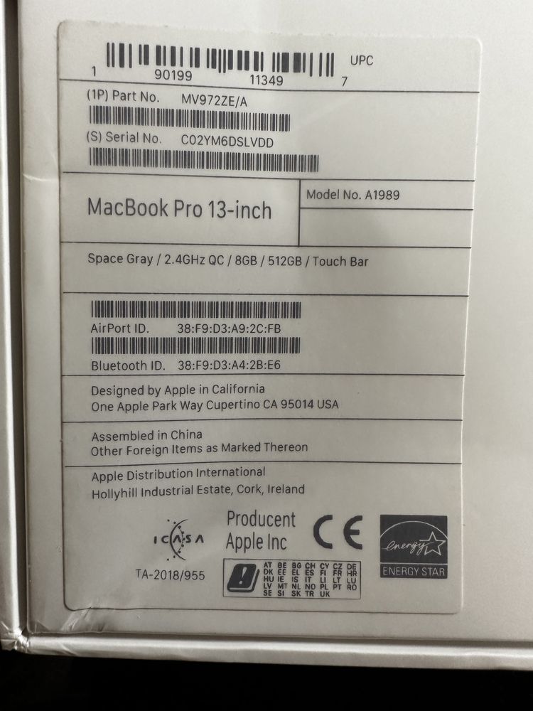 Macbook pro 13” touchbar