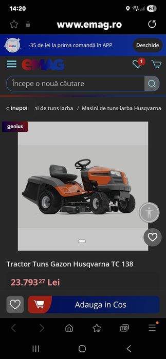 Motor tractoras tuns gazon Husqvarna