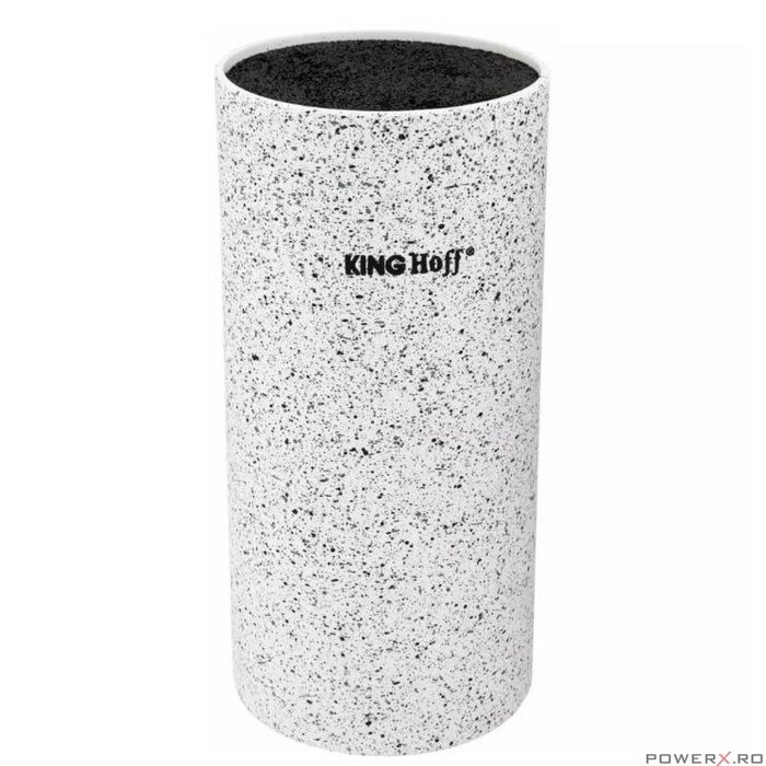 Suport pentru cuțite rotund, 11x22cm, alb marmorat, KingHoff