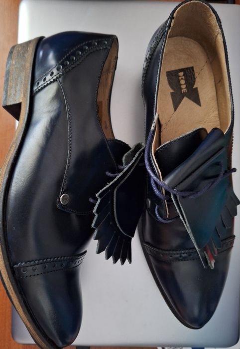 Vand pantofi oxford noi, piele naturala