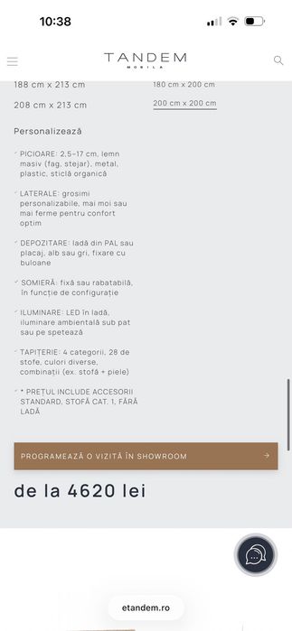 Pat cu slatea naturala 200x200 și spațiu de depozitare Tandem Brasov