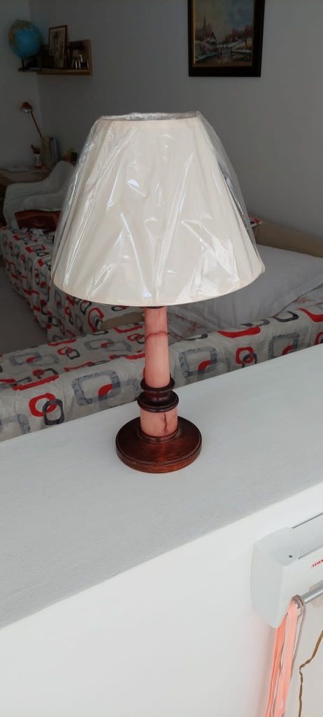 Lampa veioza vintage colectie lemn și marmura Anglia 1970