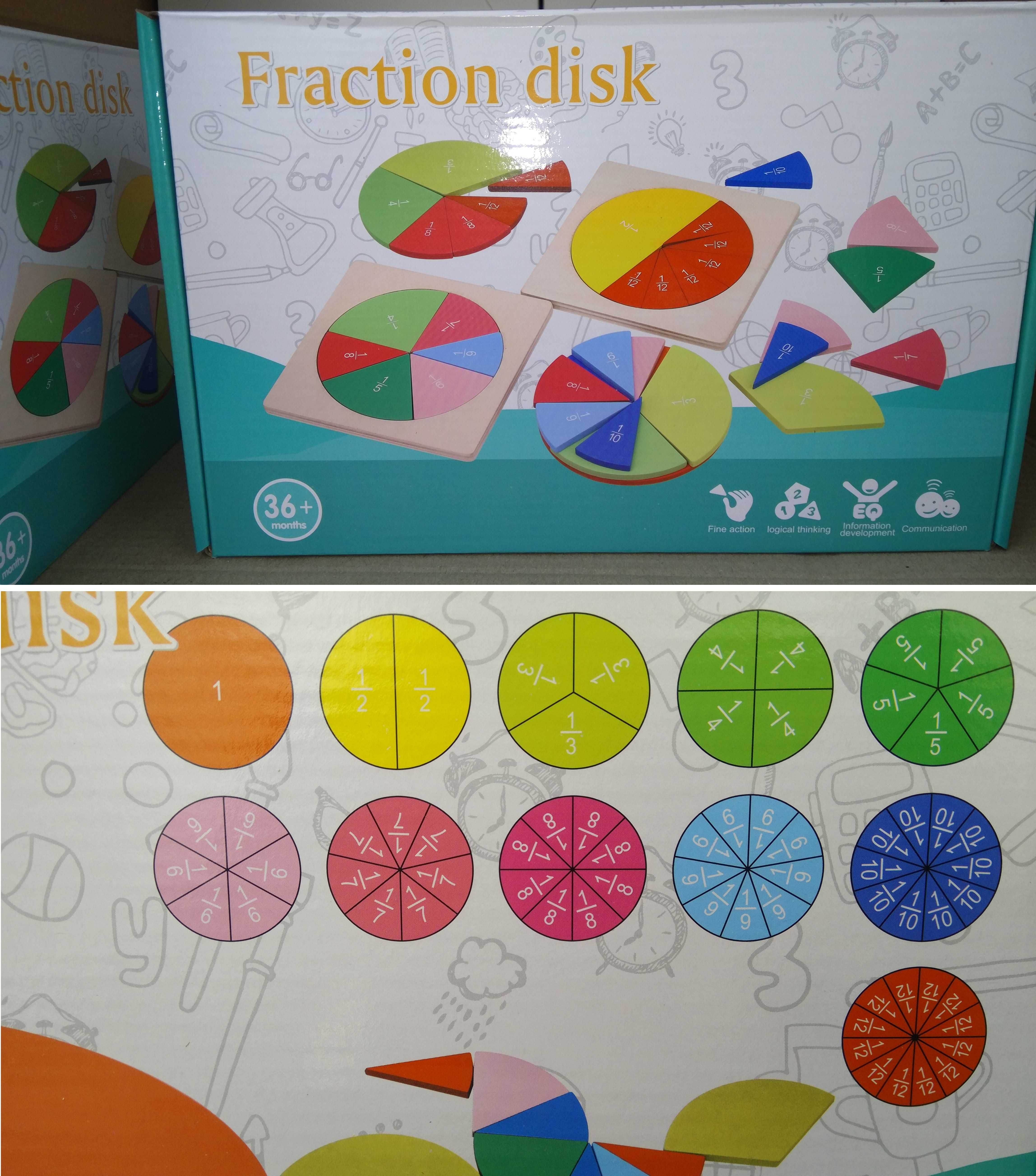 Фракционен диск / Дървена игра геометрия за деления и обучение