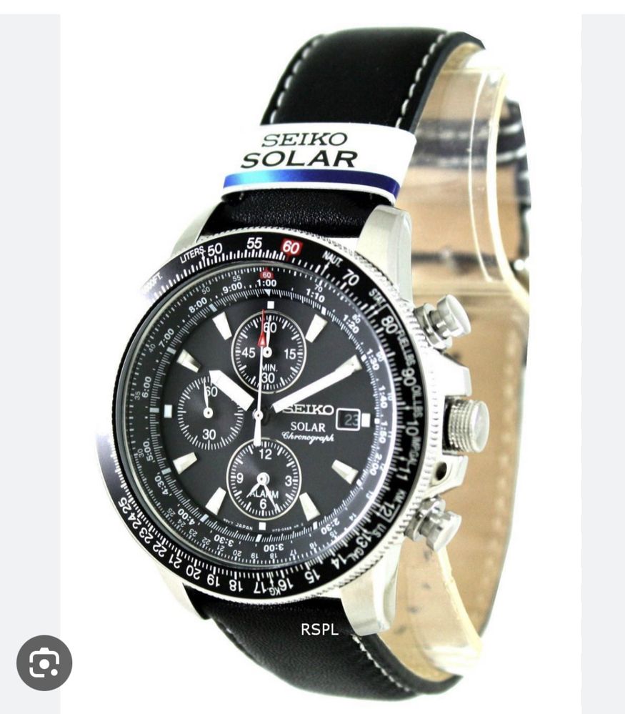Seiko Pilots Solar Chronograph Mens Watch