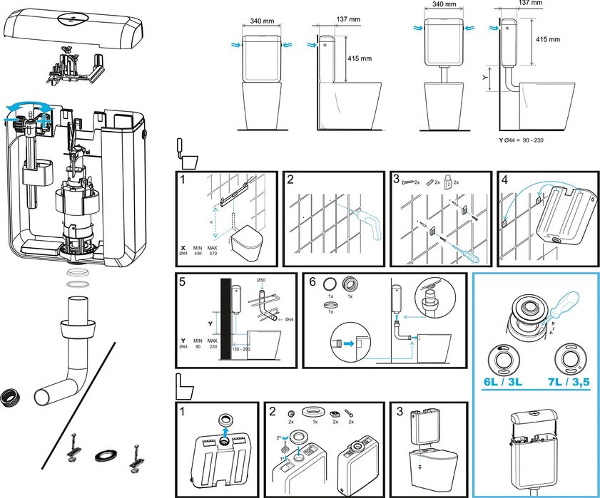 Rezervor WC Rezervor din plastic Cornat LEDA SPK1400 cu racord