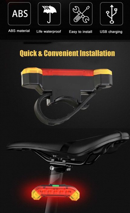Заден стоп за колело велосипед , с USB, LED светлини