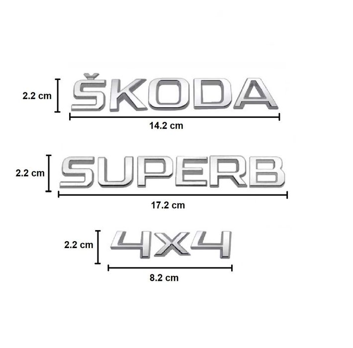 Set embleme SKODA SUPERB 4x4 / emblema stema sigla sticker inscriptii