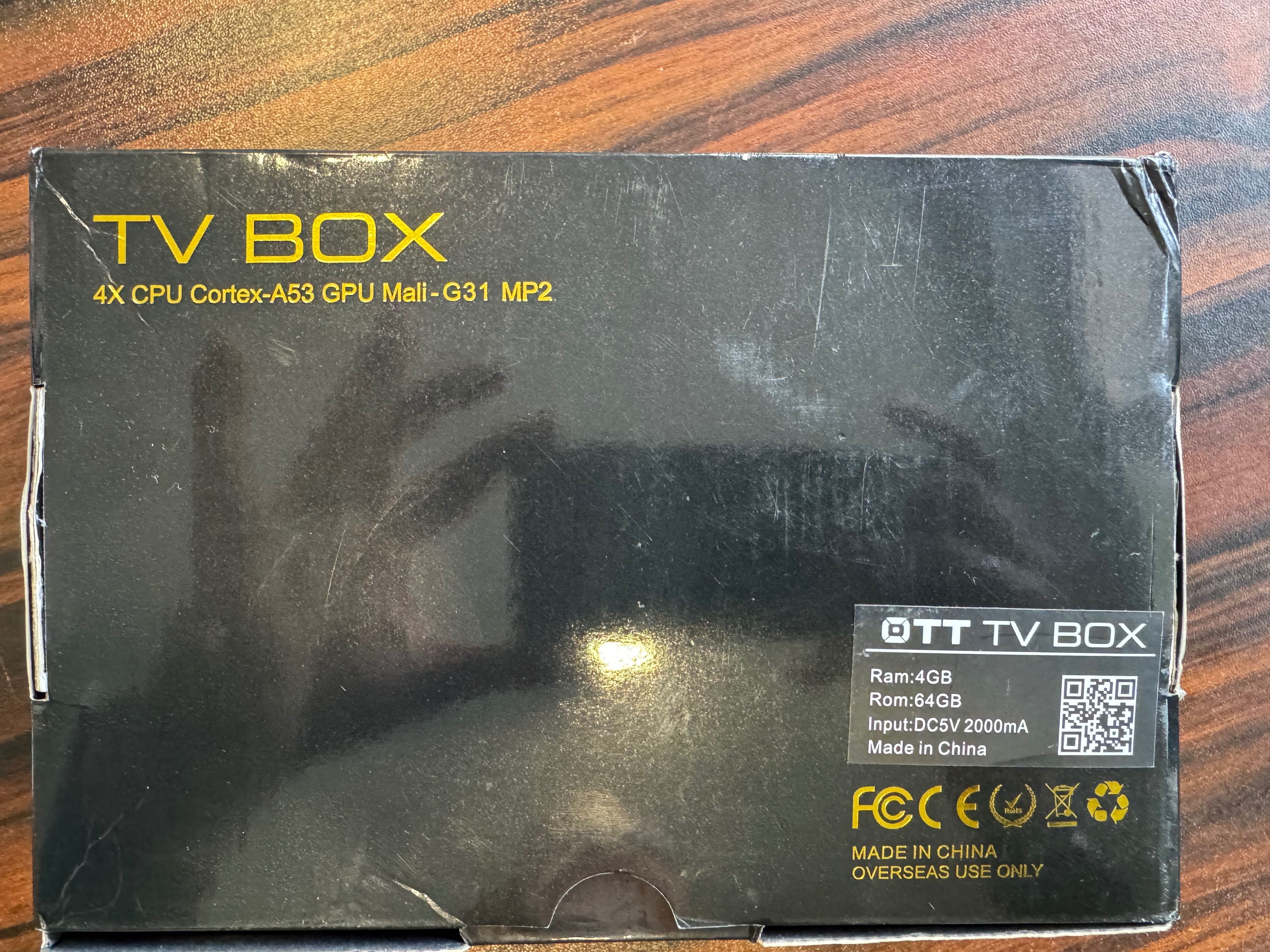 Android TV BOX 4GB RAM/64 GB ROM
4X CPU Cortex-A53 GPU Mali - G31 MP2