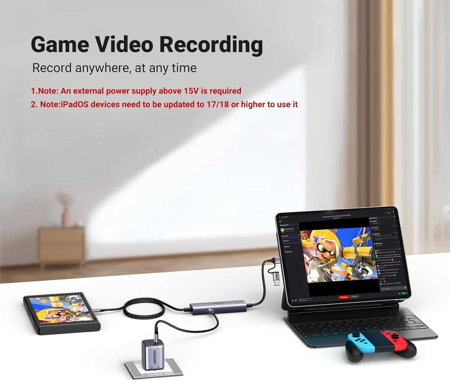 UGREEN Video Capture Card,USB-C към USB C/A Capture Card,100W