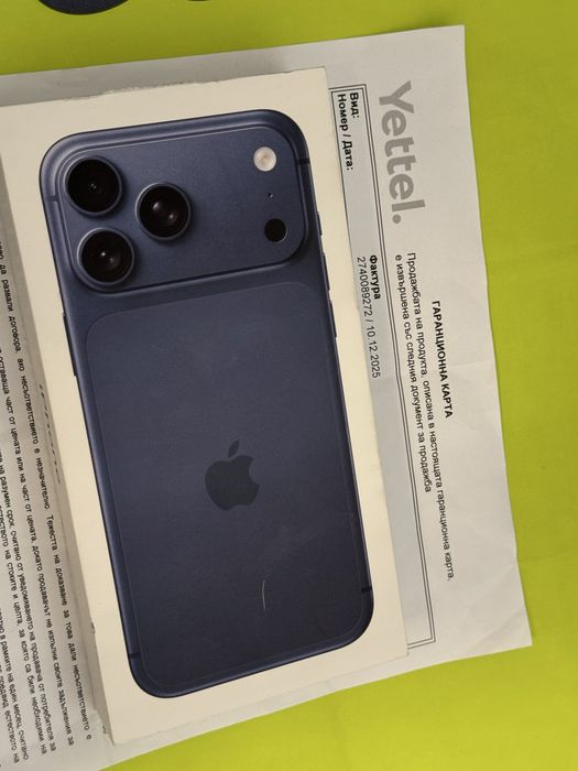 ЗАПЕЧАТАН 512GB iPhone 17 Pro Max 5G Yettel Гаранция 2028г. Blue