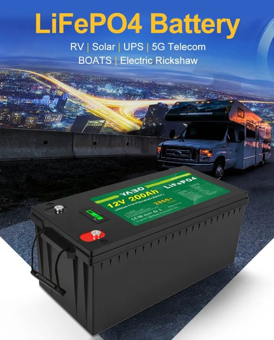 Baterie LiFePO4 12V 200Ah | BMS + LCD | IP55 | Nouă
