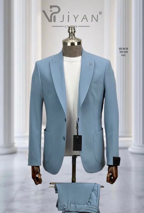Costum Barbati Casual Subtire De Vara Albastru Deschis!