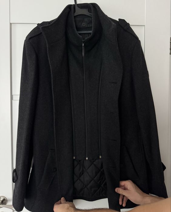 Мъжко черно палто Frant ХL