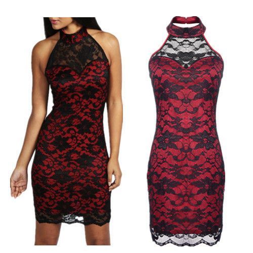 Rochie rosie cu dantela neagra-ocazie