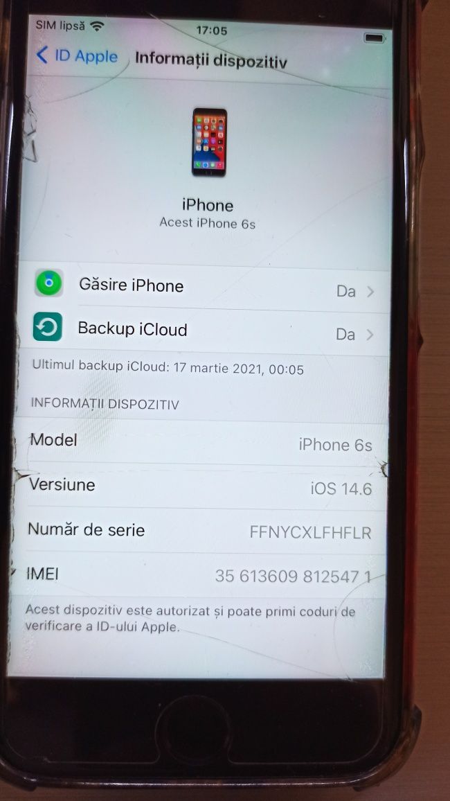 iPhone 6s argintiu 32Gb - A1688