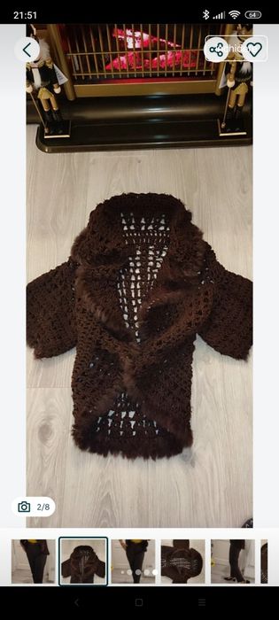 Bolero maro, forma circulară, cu blăniță, model unic, maneci trei sf