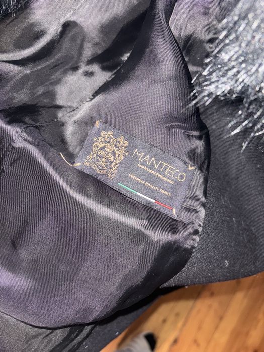 Zara вълнено палто с пухена яка и колан