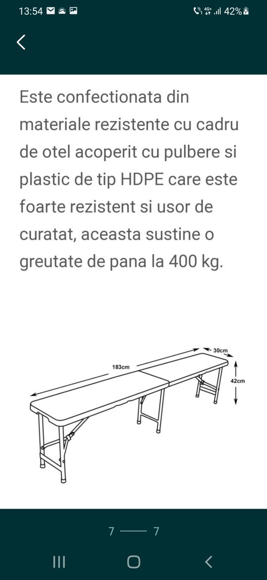 2 bănci extensibile cu cadru din otel