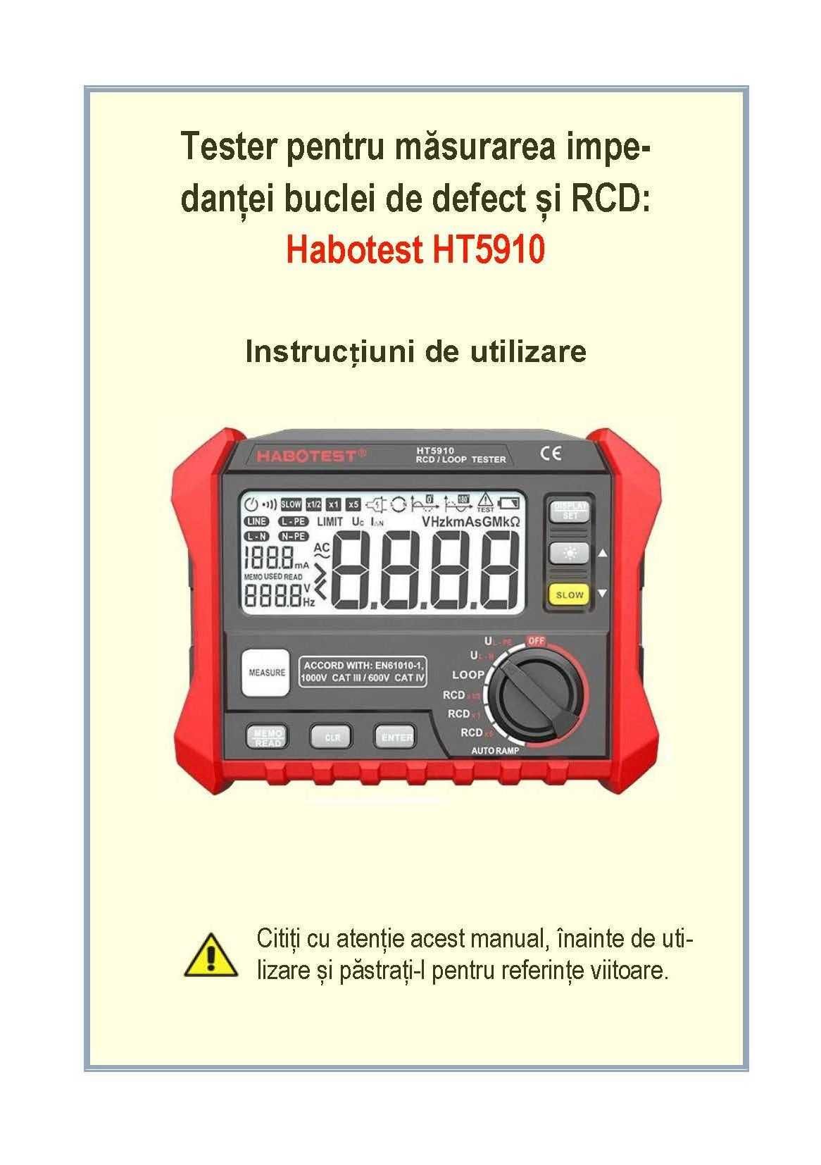 Habotest HT5910, Tester diferențiale RCD, impedanța buclei (Loop)
