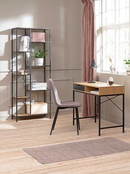 Etajera Bibioteca 70 x 178 cm JYSK, MDF stejar si metal negru