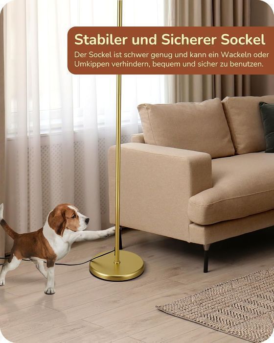 Lampă de podea EDISHINE, cu abajur ajustabil, bec E27 inclus, Auriu