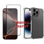 Set Folie de Sticla + Husa AntiSoc iPhone 11 12 13 14 15 16 Pro Max